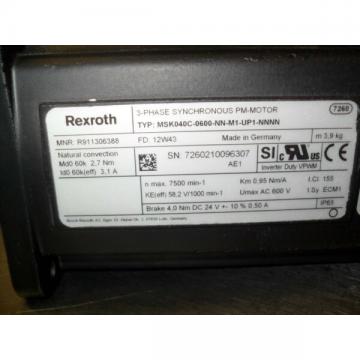 Rexroth msk04c 0600 NN m1 up1 NNNN-Permanent/indelible Magnet Servo Moto
