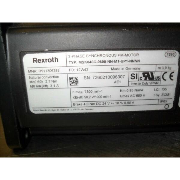 Rexroth msk04c 0600 NN m1 up1 NNNN-Permanent/indelible Magnet Servo Moto #1 image